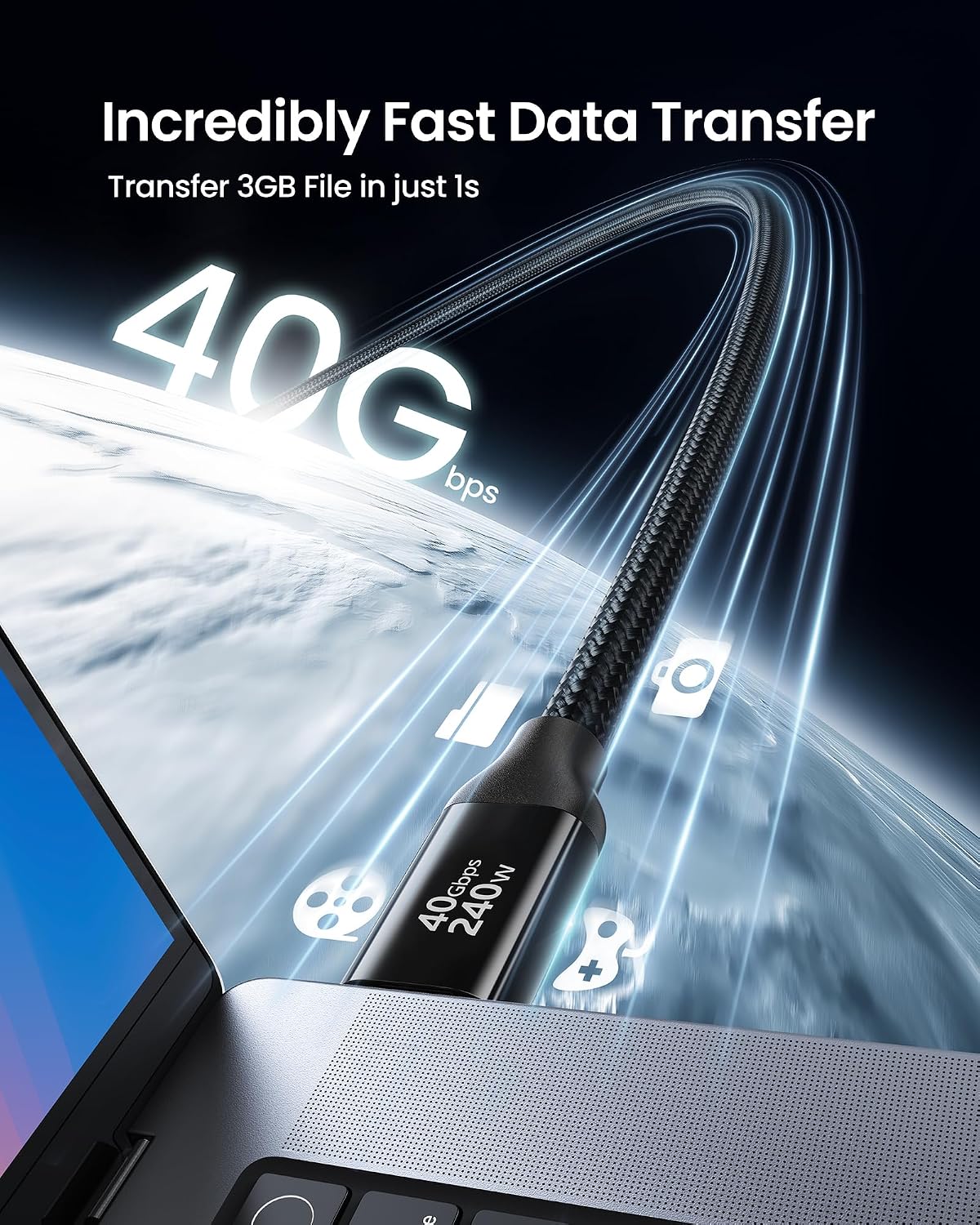 Detalle de Silkland USB4 40Gbps Thunderbolt 4 cable 1.5m