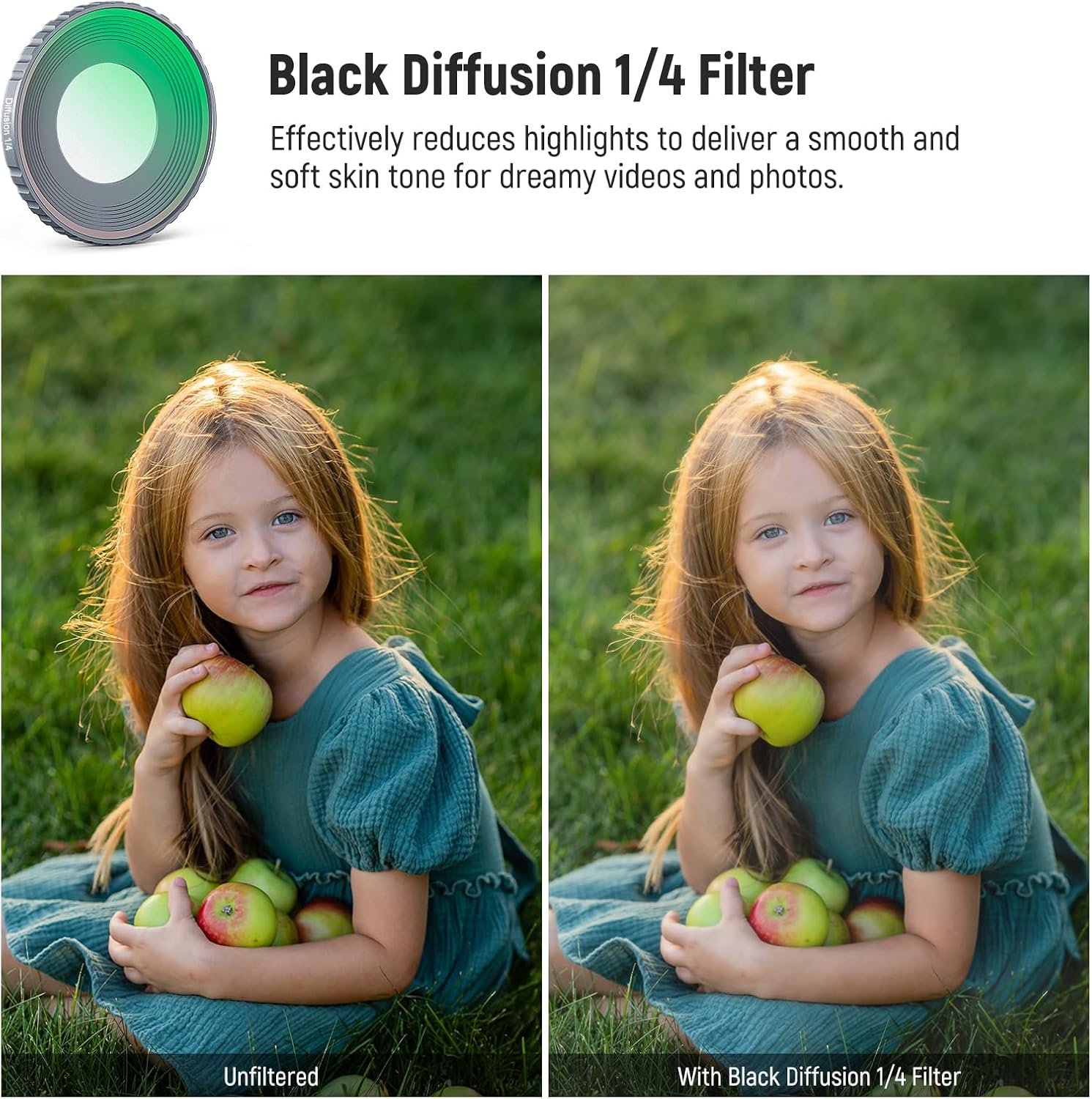 Thumbnail 2 de NEEWER Black Mist Diffusion 1/4 Filter (FL-N50) for DJI Osmo Action 5 Pro & 4