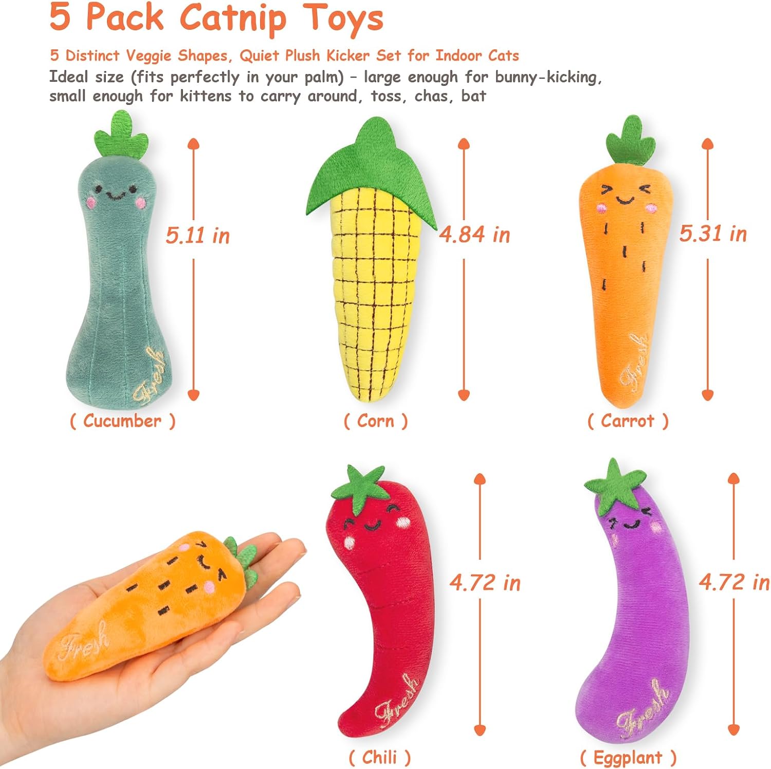 Detalle de ETEKYER Cat toys vegetable Catnip Plush Cat Toys, 5-Piece Vegetable Set