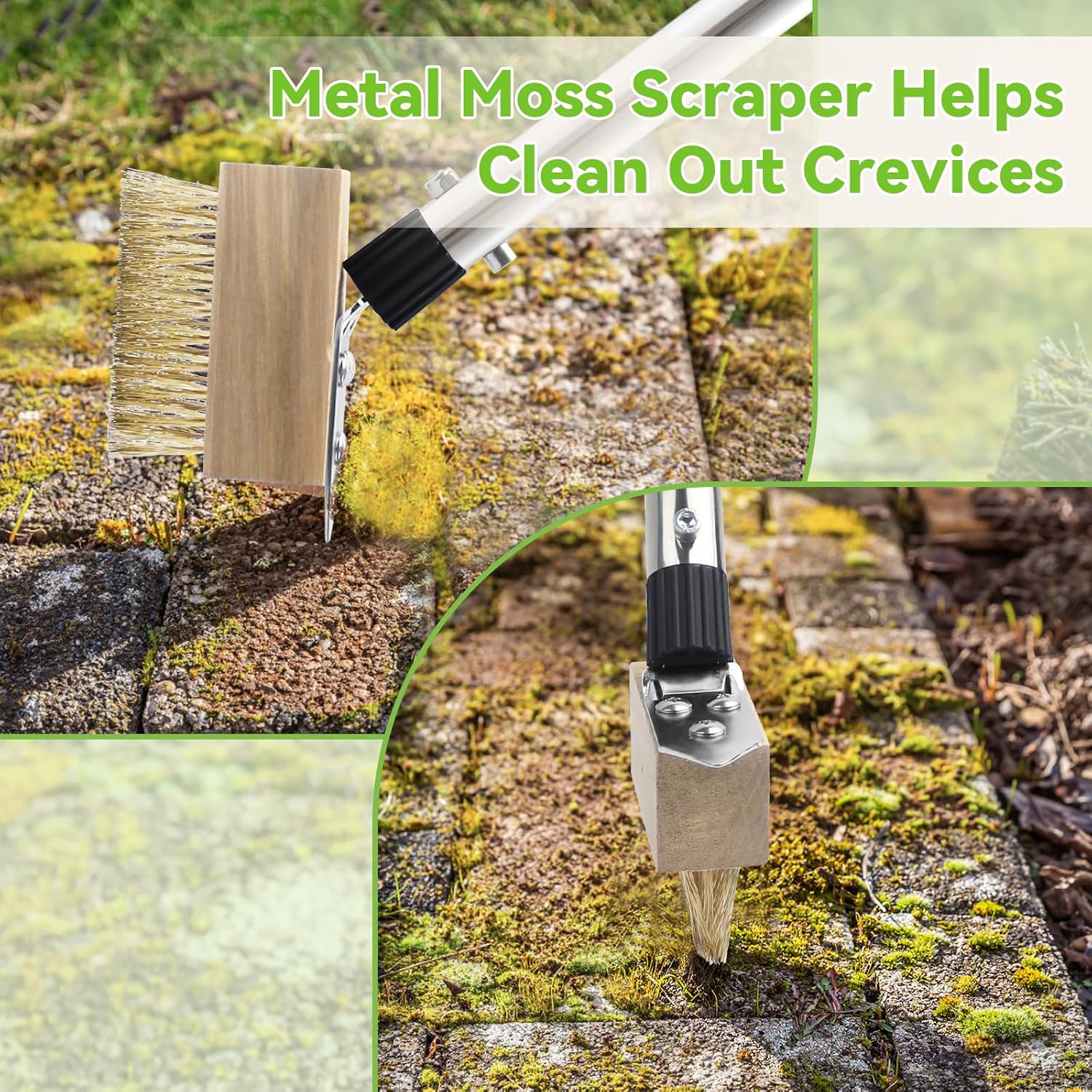 Thumbnail 4 de Weed Moss Remover Patio Brush with Long Handle (Block Paving & Crack Weeder) with 2 Heads