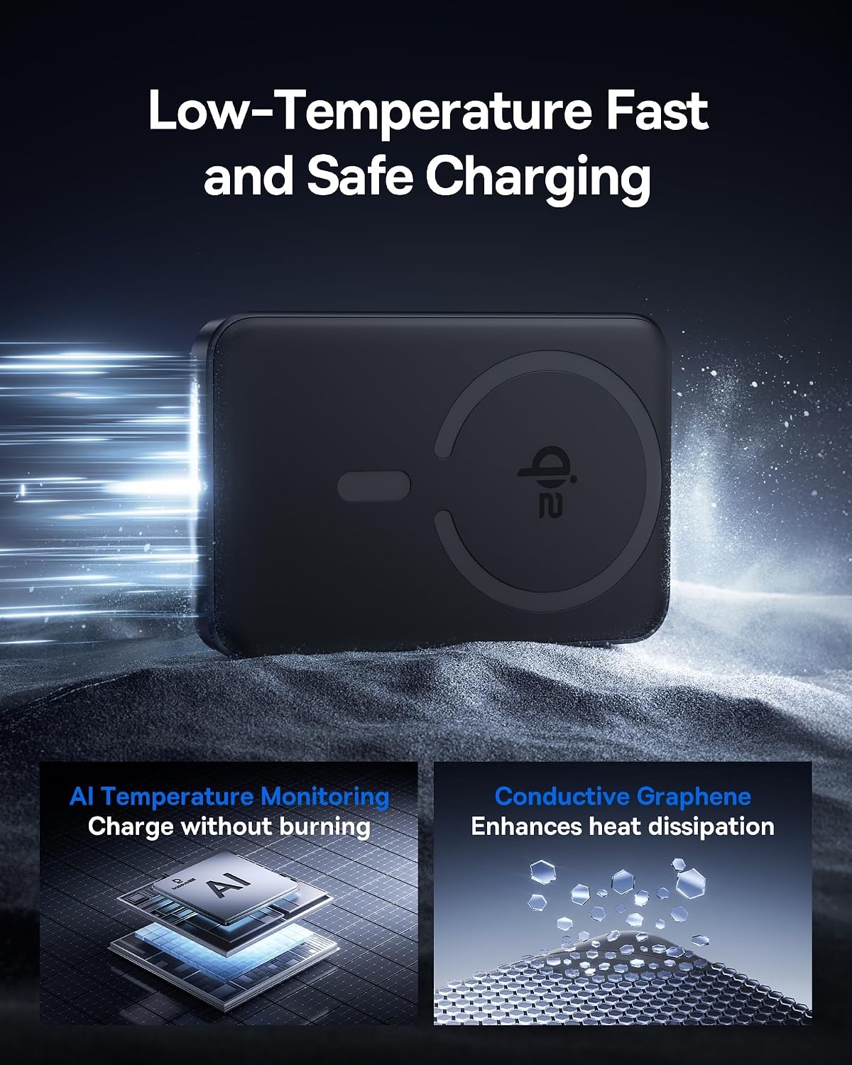 Detalle de Baseus E00285 Qi2 MagSafe Power Bank, 10,000mAh, 15W Wireless and 22.5W USB-C