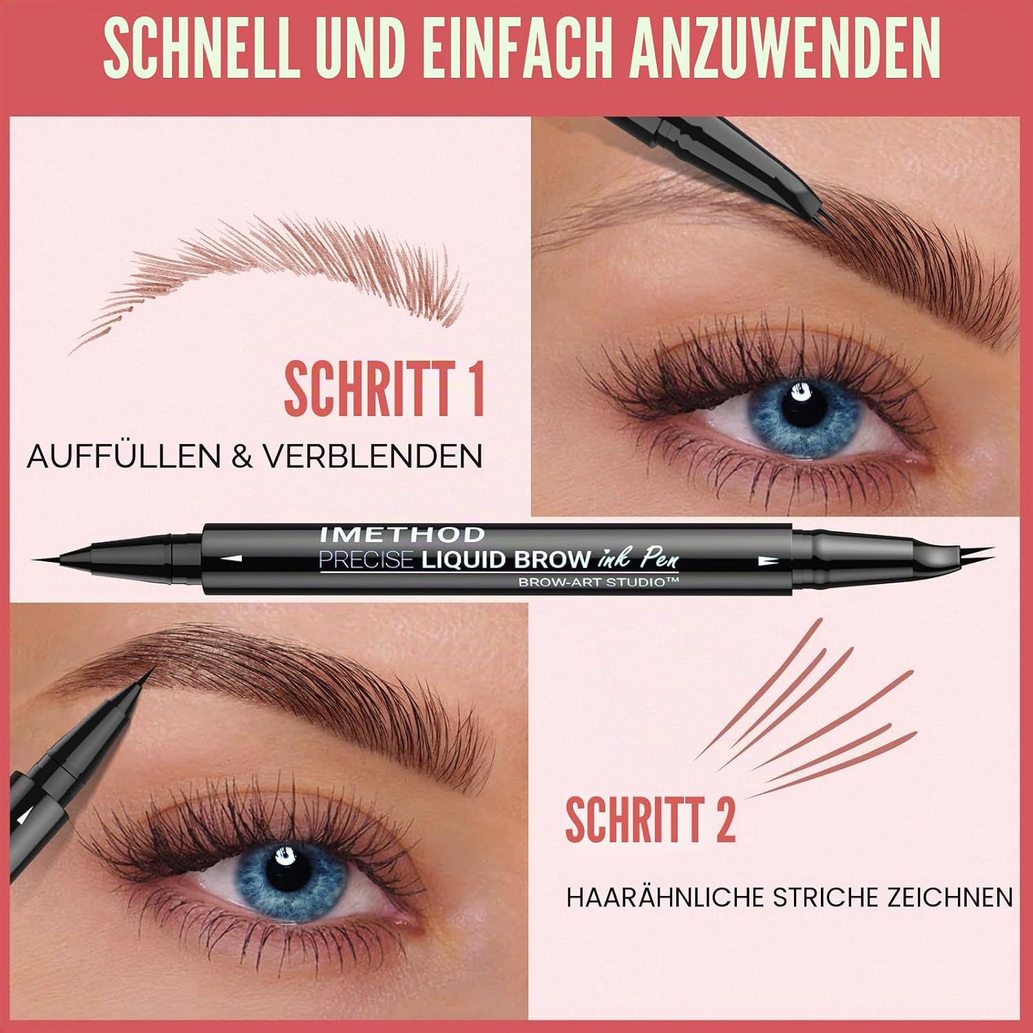 Detalle de iMethod Curved Microblading Augenbrauenstift – 2-in-1 gebogener Stift mit feiner Pinselspitze