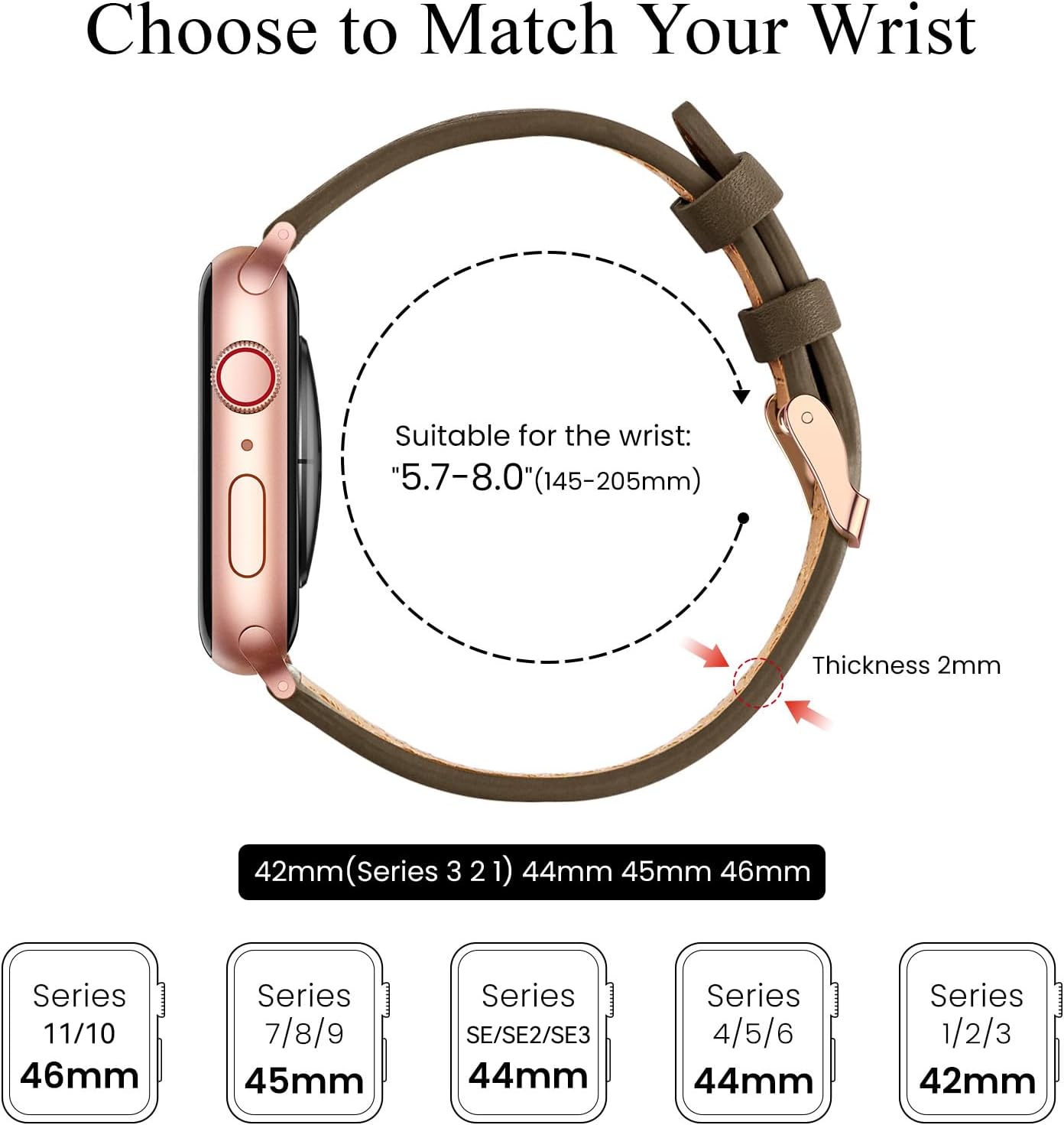 Thumbnail 1 de Leather Apple Watch strap, 42 44 45mm