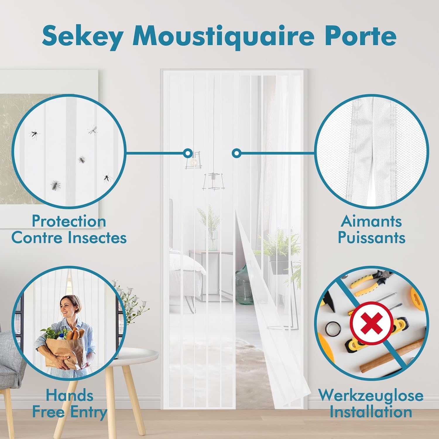 Thumbnail 1 de Sekey moustiquaire de porte 130 x 220 cm