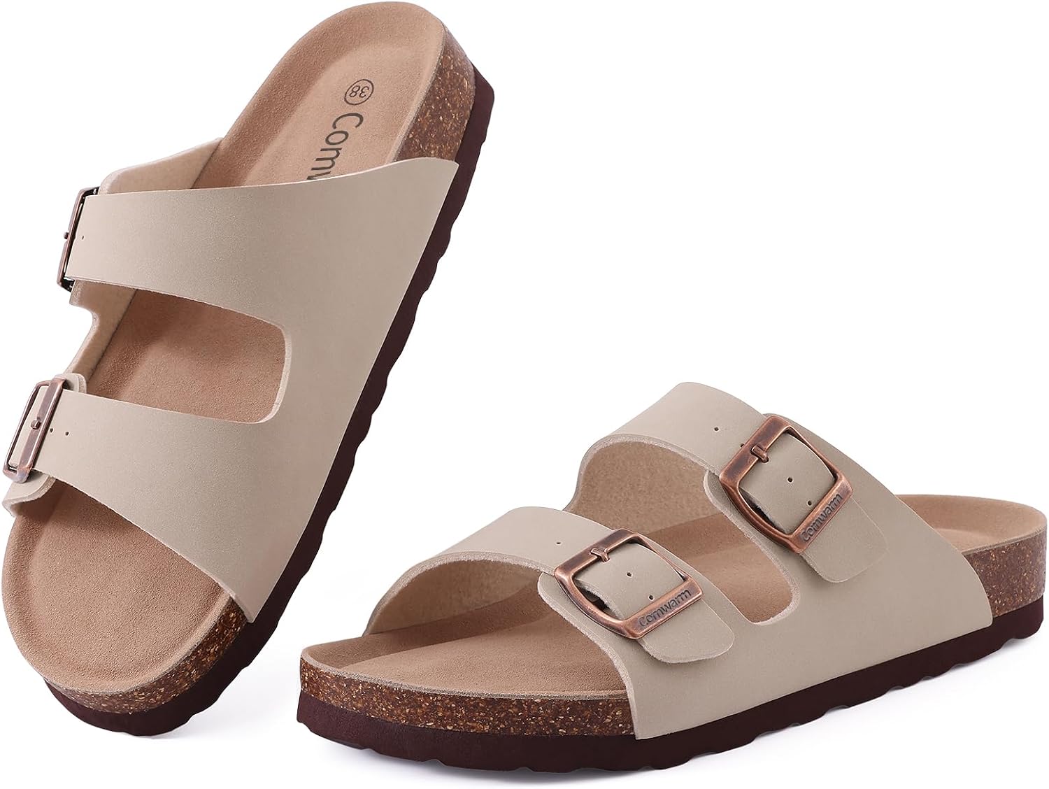 Thumbnail 6 de Comwarm Damen Kork Fußbett Pantoletten Sandalen – Bequemer Sommerkomfort mit verstellbarer Schnalle