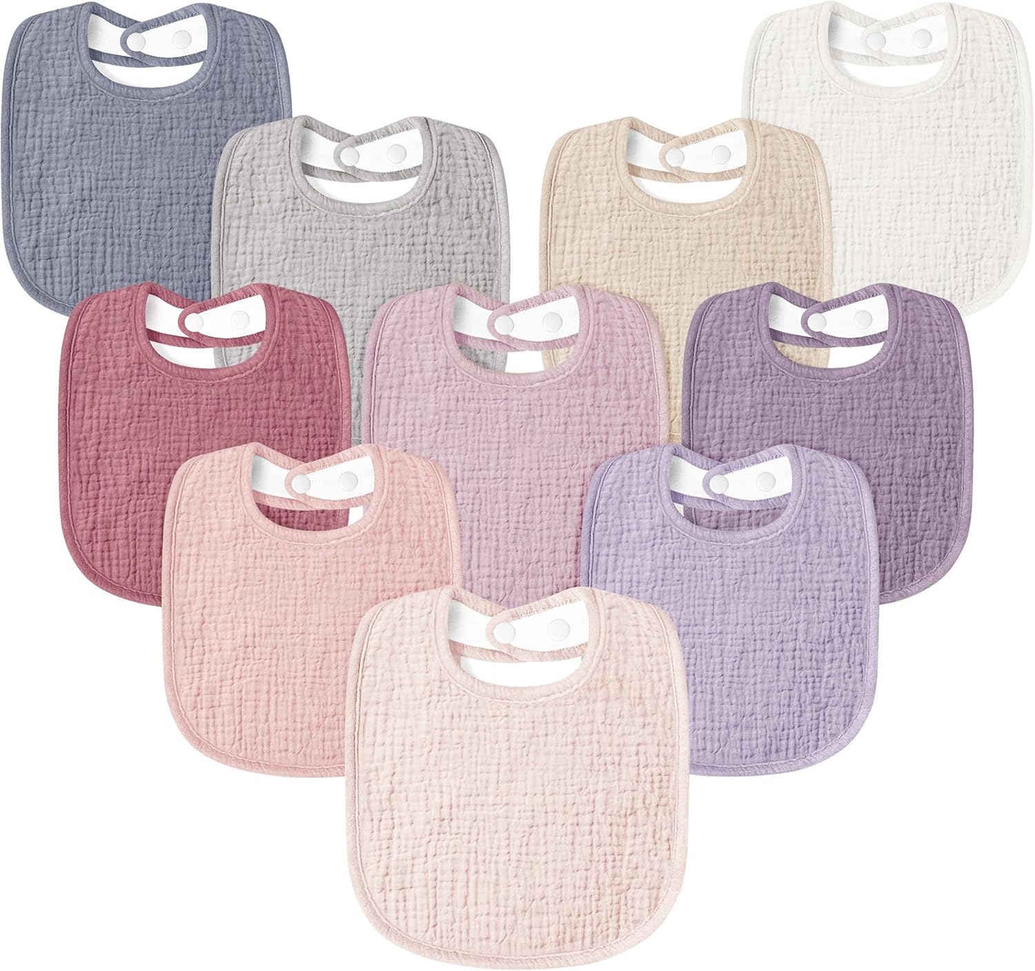 Thumbnail 1 de Susurration Muslin Baby Bibs 10Pack – soft square bandana drool bibs with adjustable snaps