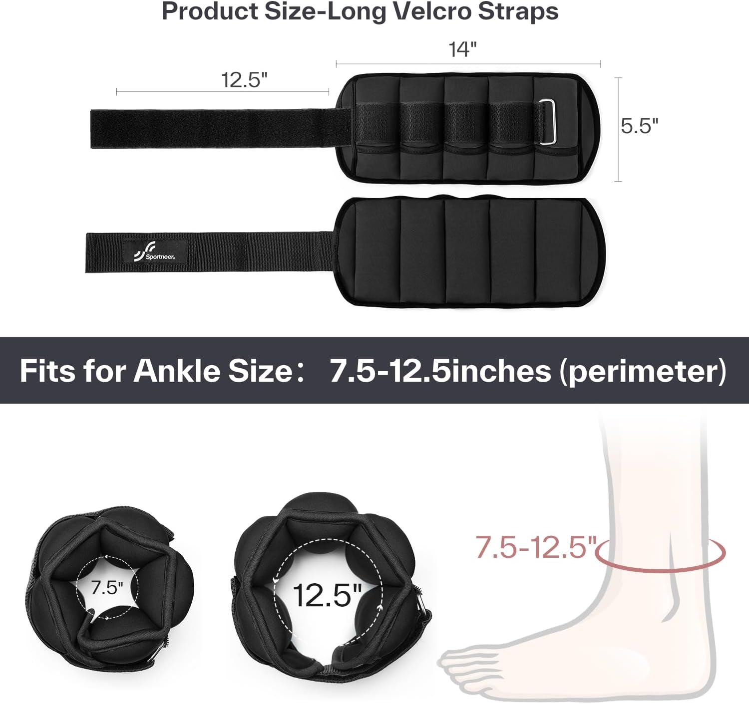 Thumbnail 4 de Sportneer AAW-01 Adjustable Ankle Weights, 1–5 lb per Ankle