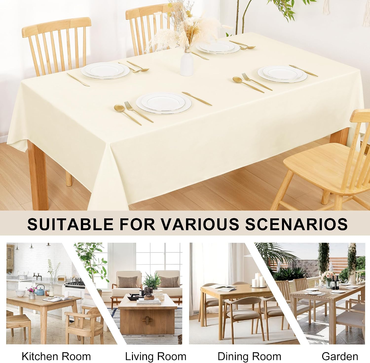 Detalle 2 de DWCN DWEU-YLZZB-1P-5252-10 tafelkleed 130 x 130 cm, linnenlook