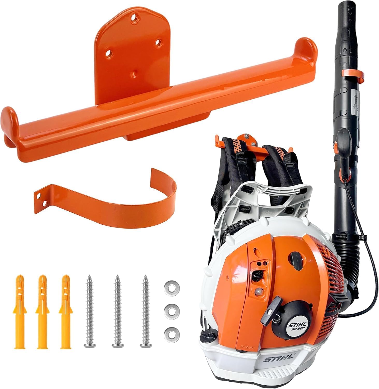Detalle de OSROENE BSZJ01-X Backpack Blower Wall Rack with Tube Hook, Steel, 2 Hooks