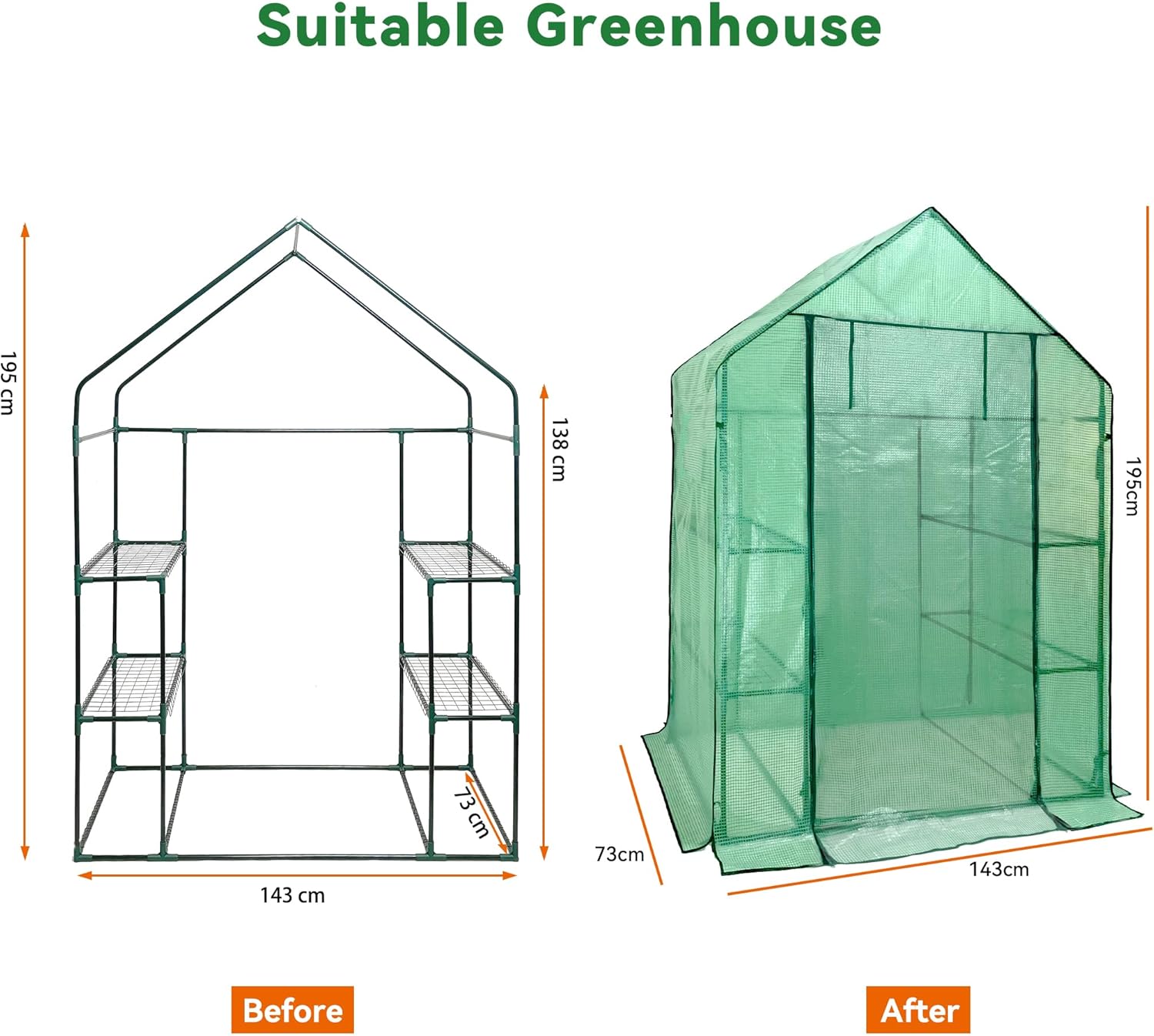 Thumbnail 3 de Heyfurni Walk in Greenhouse PE Cover Replacement (3-Tier, Heavy Duty)