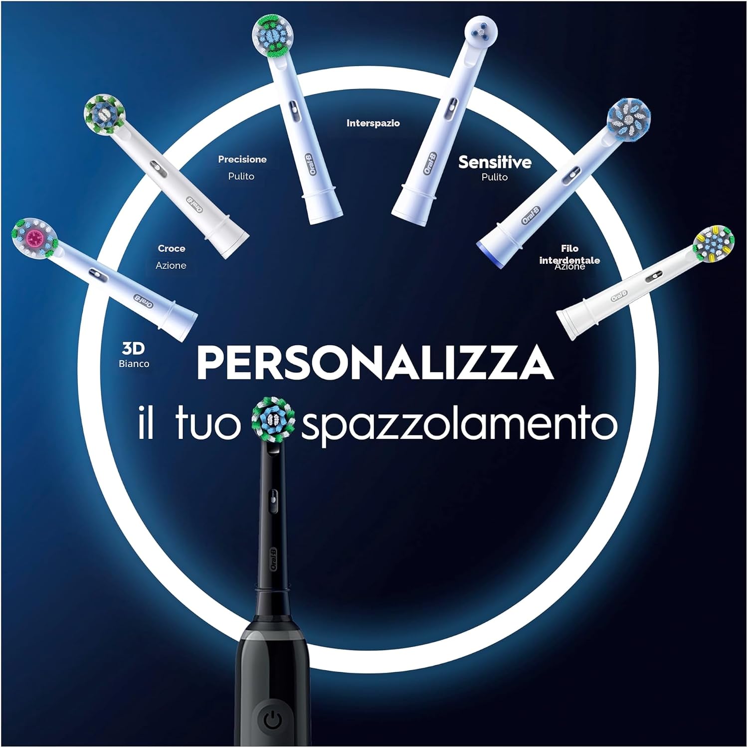 Detalle de Oral-B Pro Series 3 Spazzolino Elettrico: 2 Testine di Ricambio, Custodia da Viaggio, Nero
