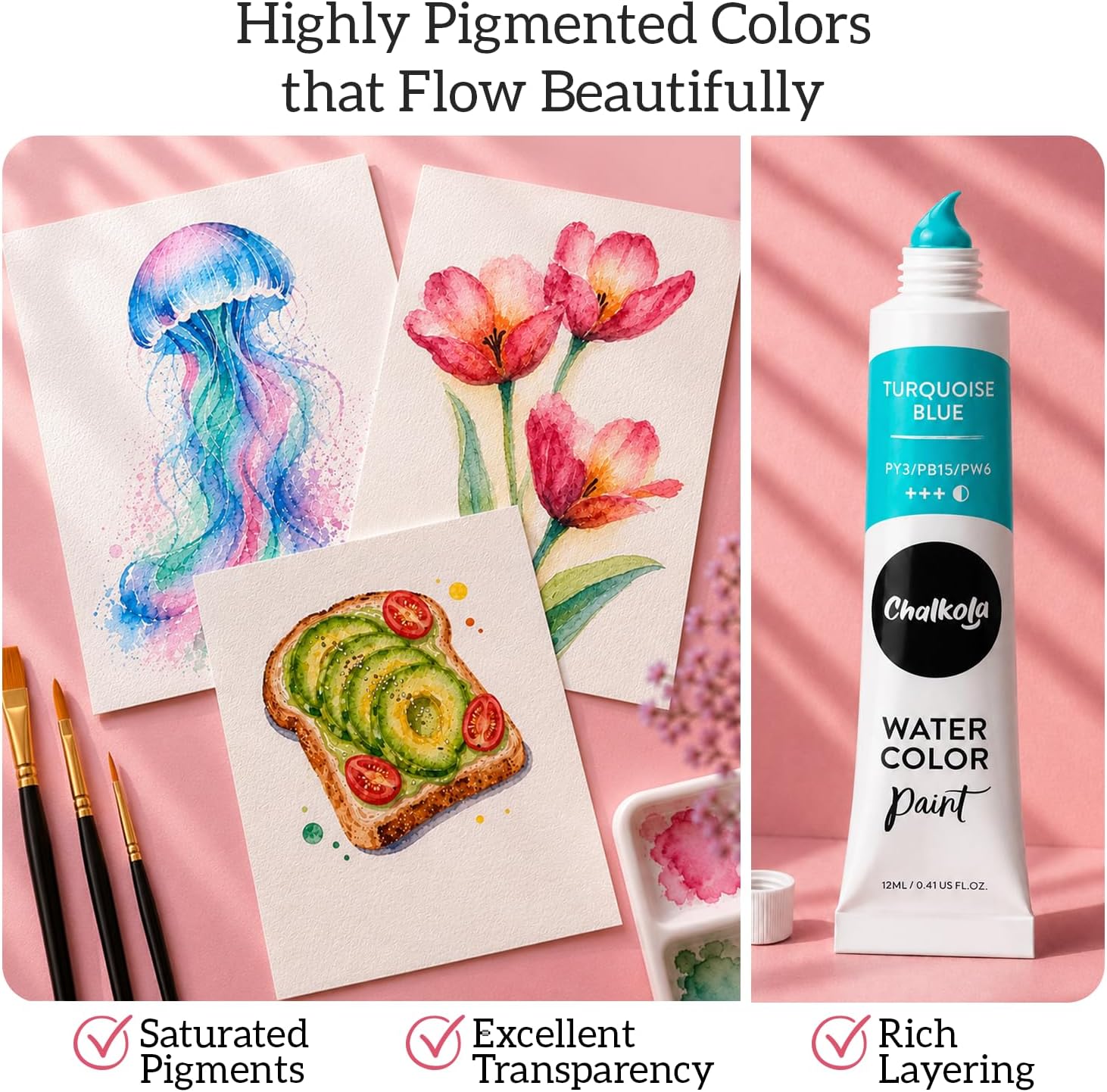 Thumbnail 3 de Chalkola Watercolour Paint Set 36 Tubes