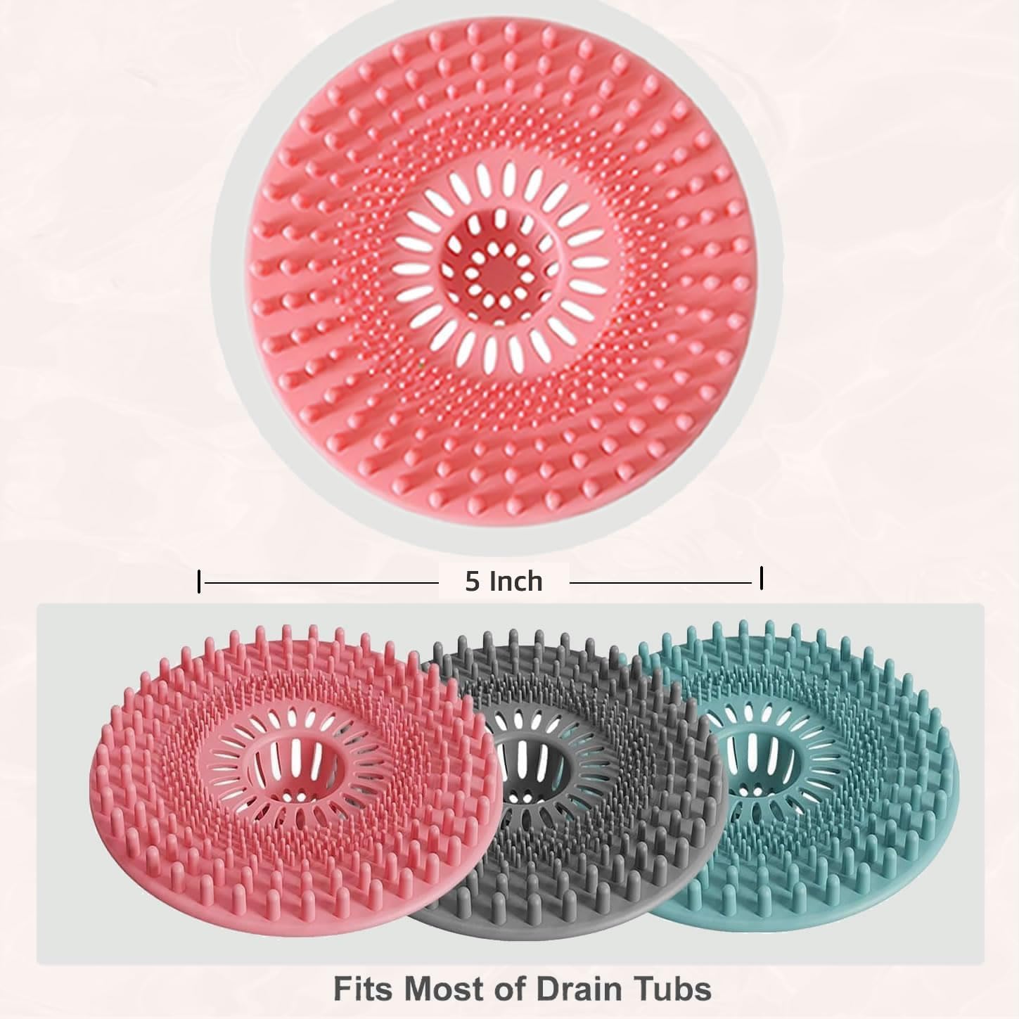 Detalle 2 de Kidpet HC2025 Silicone Hair Catcher, 3-Pack, Anti-Clog Drain Strainer