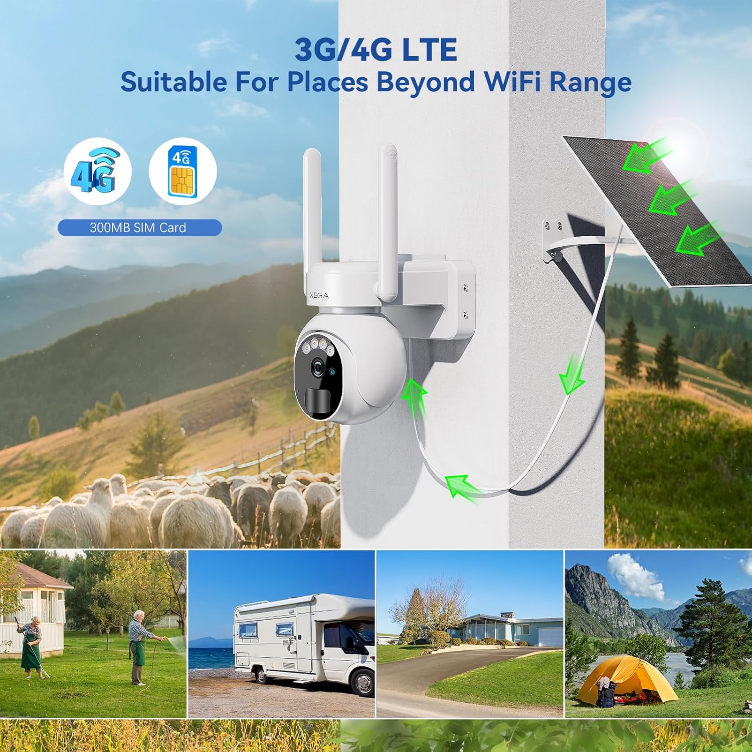 Detalle 2 de Xega 4G LTE Security Camera 2K solar outdoor camera