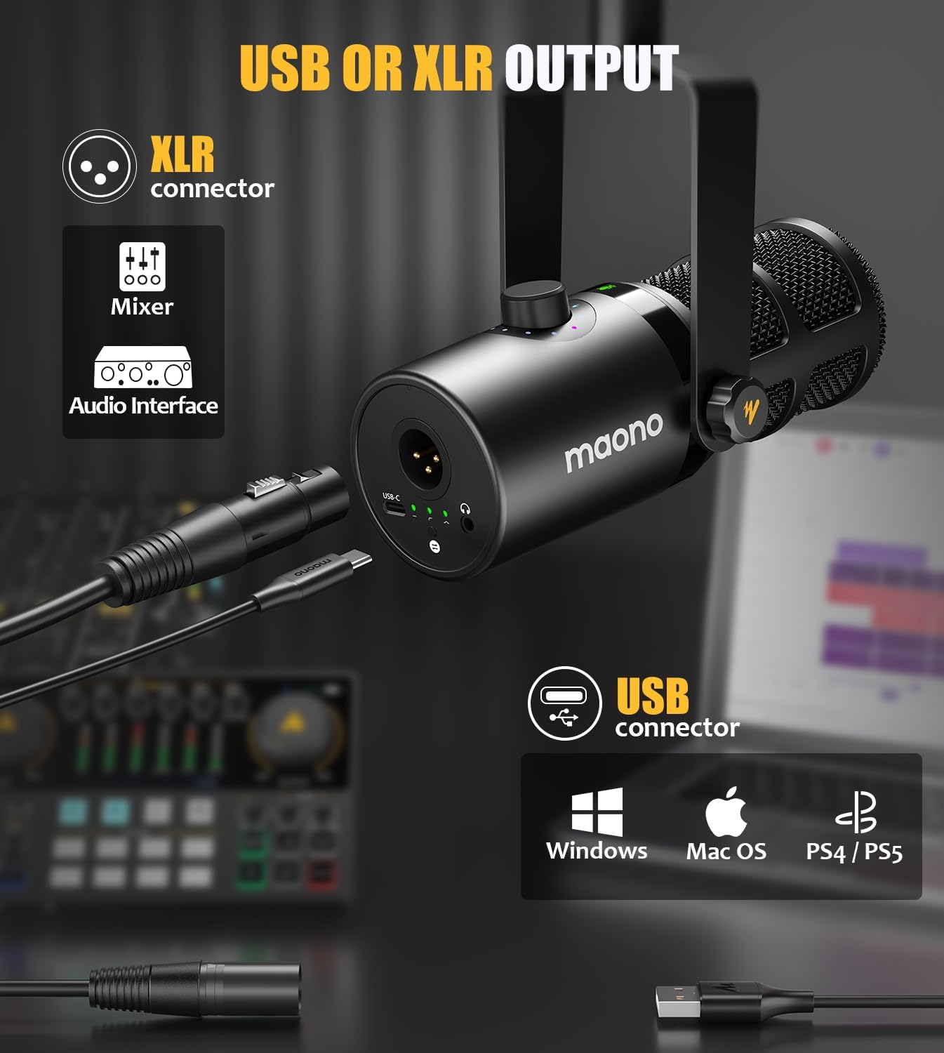 Thumbnail 6 de MAONO PD400X Dynamic Microphone, USB/XLR, Cardioid, Tap-to-Mute