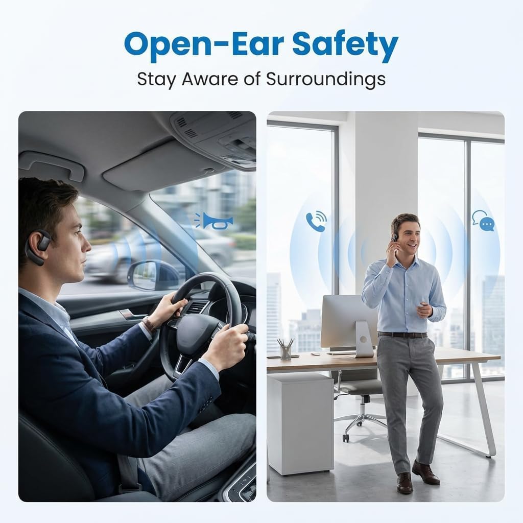 Thumbnail 4 de Bluetooth Headset V5.4 Open-Ear Earpiece with Mic – 30h Talk Time, 200h Standby