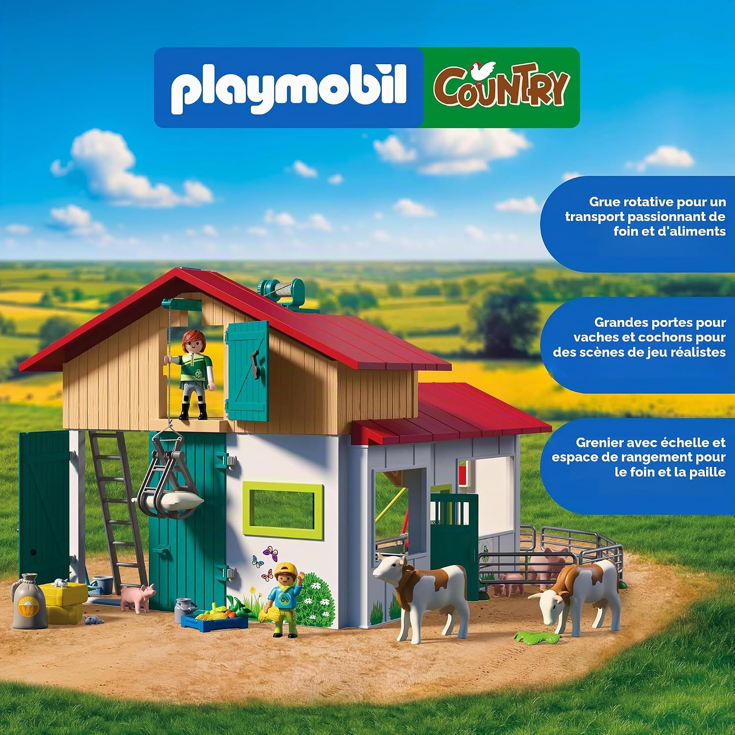 Thumbnail 2 de PLAYMOBIL Country 72160 Grote boerderij speelset met laadkraan en stallen