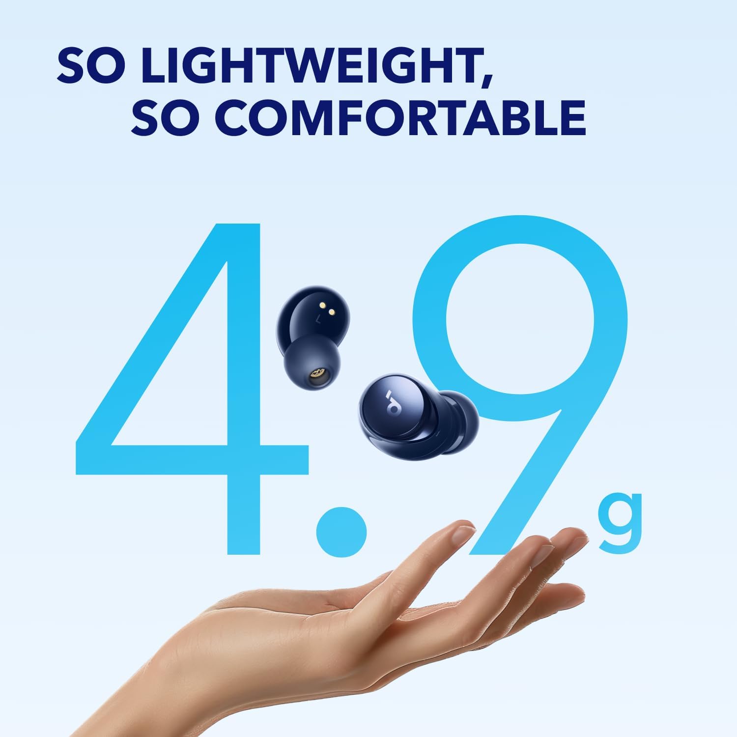 Detalle de Soundcore Space A40 A3936RC wireless earbuds with adaptive ANC and Hi-Res audio