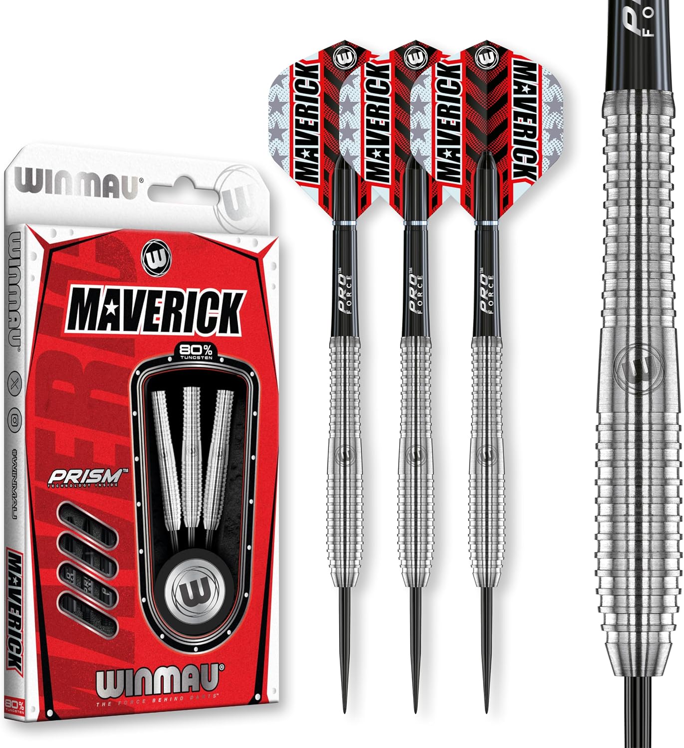 WINMAU Maverick 21–25 g – stalowe rzutki z beczkami 80% wolframu