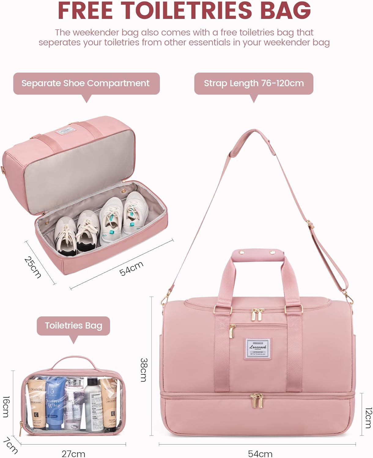 Detalle de LOVEVOOK Reisetasche Sporttasche 50 L