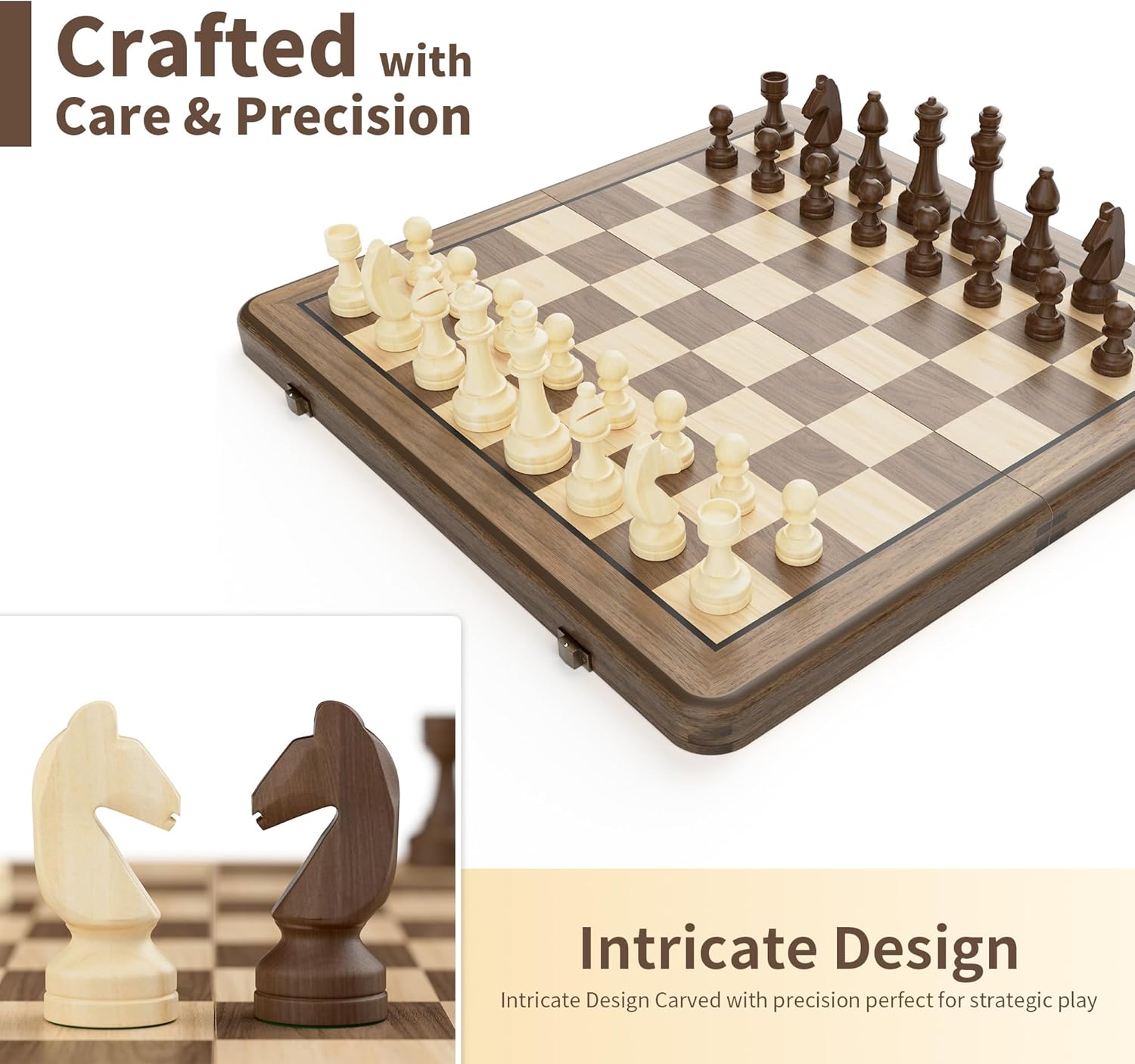 Thumbnail 1 de 15in Wooden Folding Chess Set Vintage