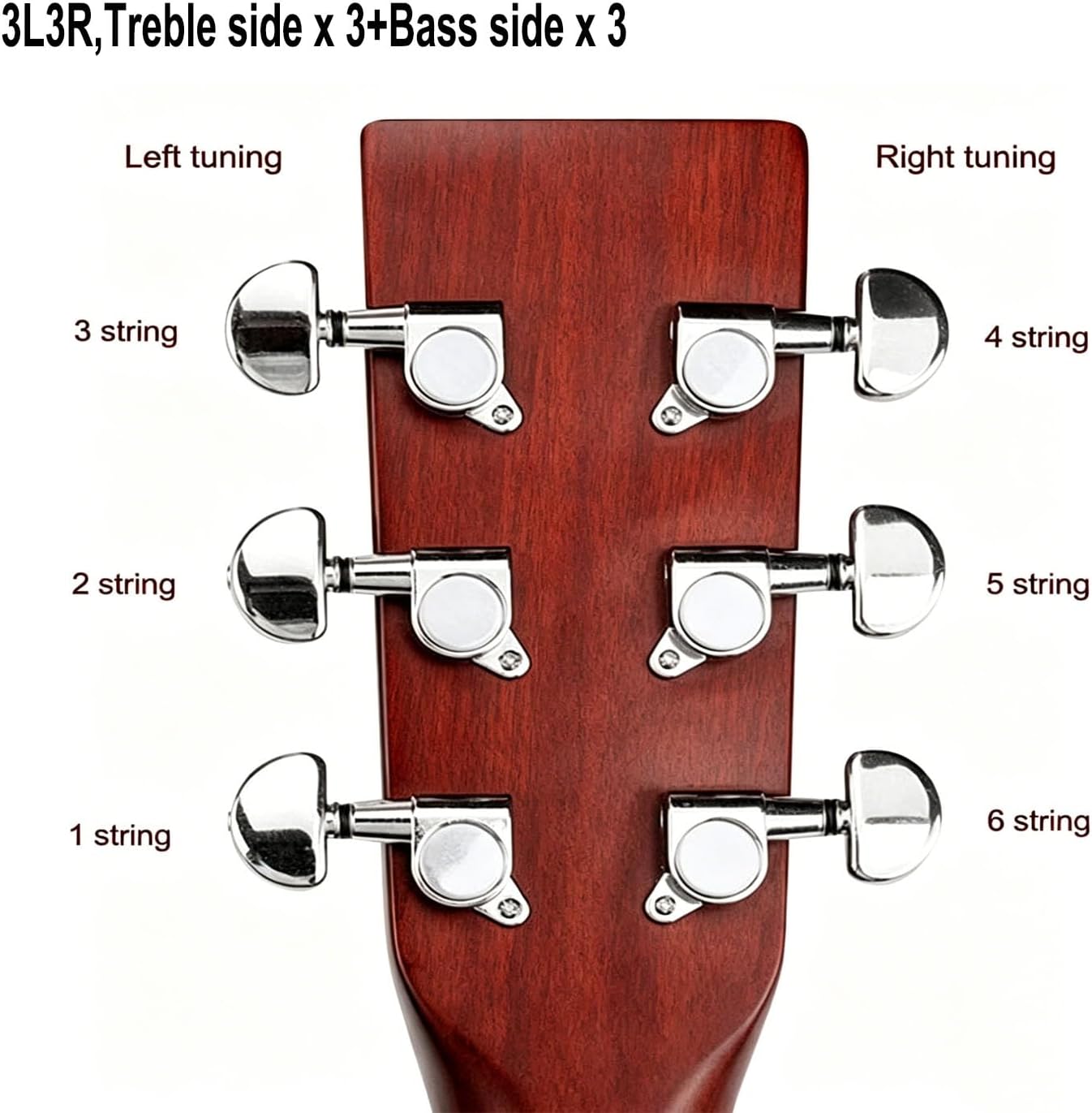 Detalle 1 de Zfyopr 6-Piece Locking Guitar Tuners, 3L3R Enclosed Zinc Alloy Machine Heads