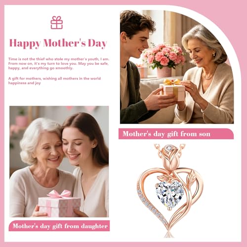 Thumbnail 4 de JACUPO 1.2CT Rose Heart Necklace for Women I LOVE YOU