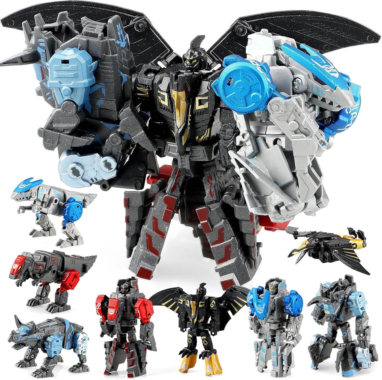 Imagen de JONEG Transforming Robot Dinosaur 4-in-1 STEM Toy (11 Shape Transformations) for Ages 5–10, Black en OfertitasTOP