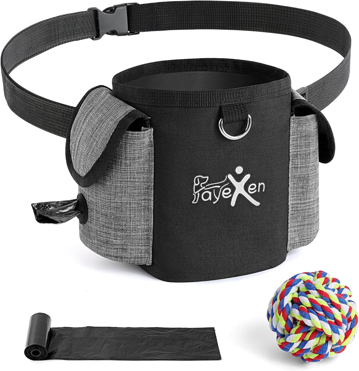 Leckerlitasche für Hunde mit wasserdichtem Oxford-Gewebe, verstellbarem Gürtel & Kotbeutelspender – Bauchtasche fürs Training