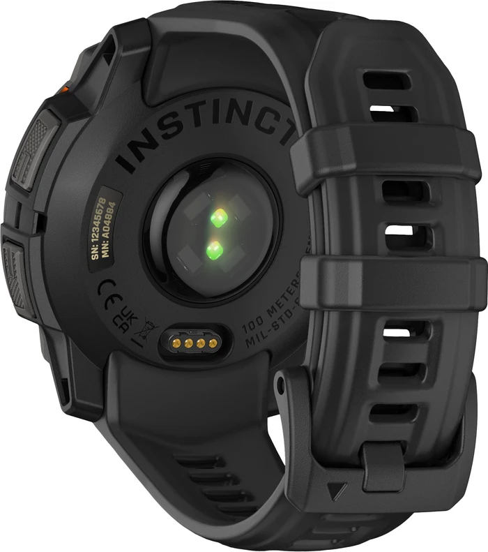 Detalle de Garmin Instinct 3 Solar Schwarz 45 mm – robuste Solar-Smartwatch mit AMOLED-Display