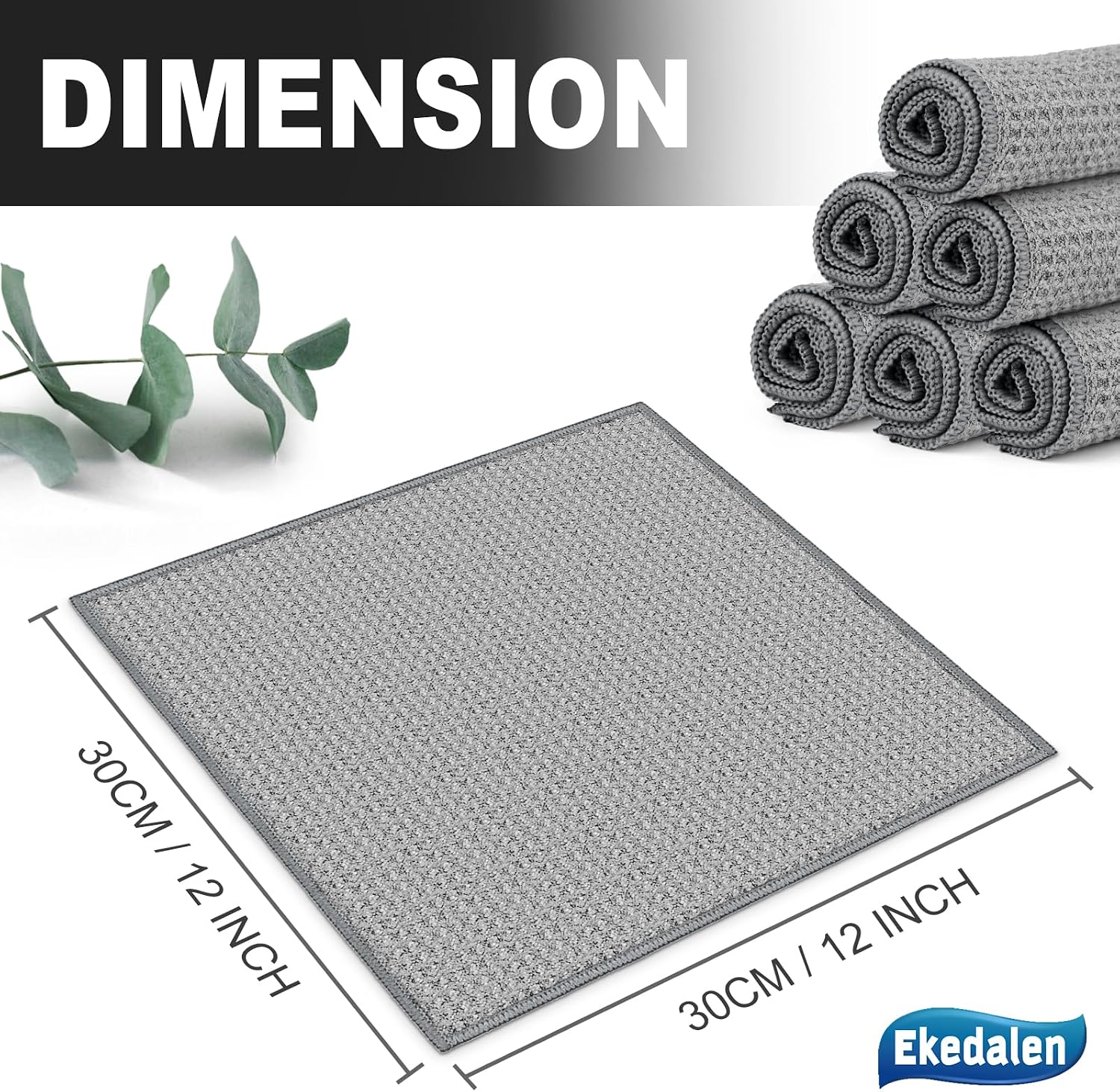 Detalle de Ekedalen våffelmönstrade mikrofiberdukar, 6-pack, 400 GSM, 30 × 30 cm