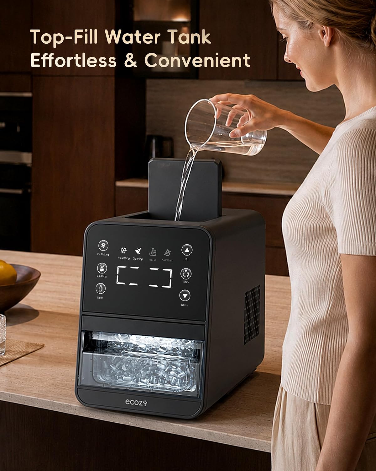 Detalle de ecozy IM-NS331A Nugget Ice Maker, 40 lb/day, Self-Cleaning