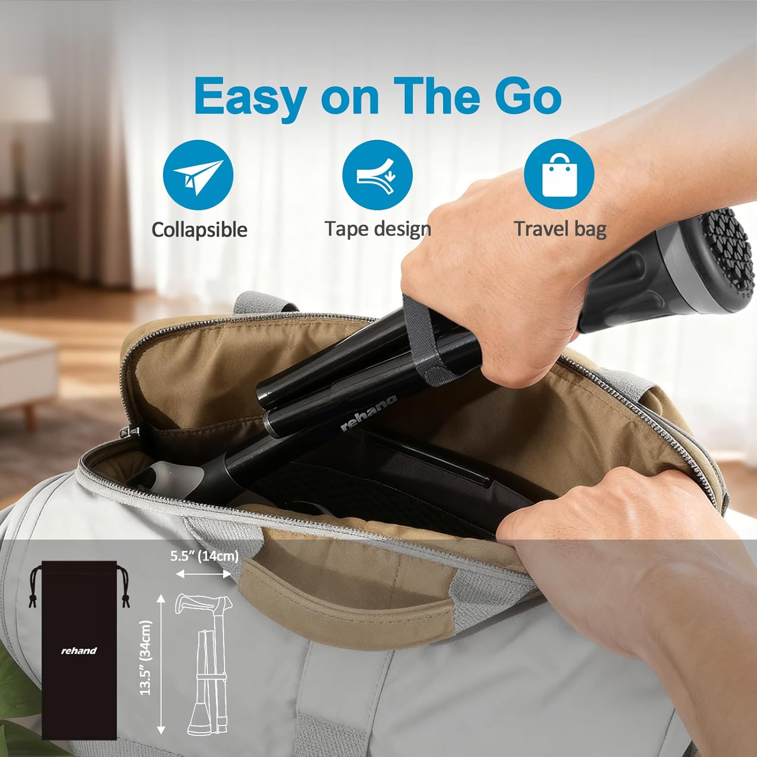 Thumbnail 5 de rehand All-Terrain Collapsible Walking Stick 8‑Height