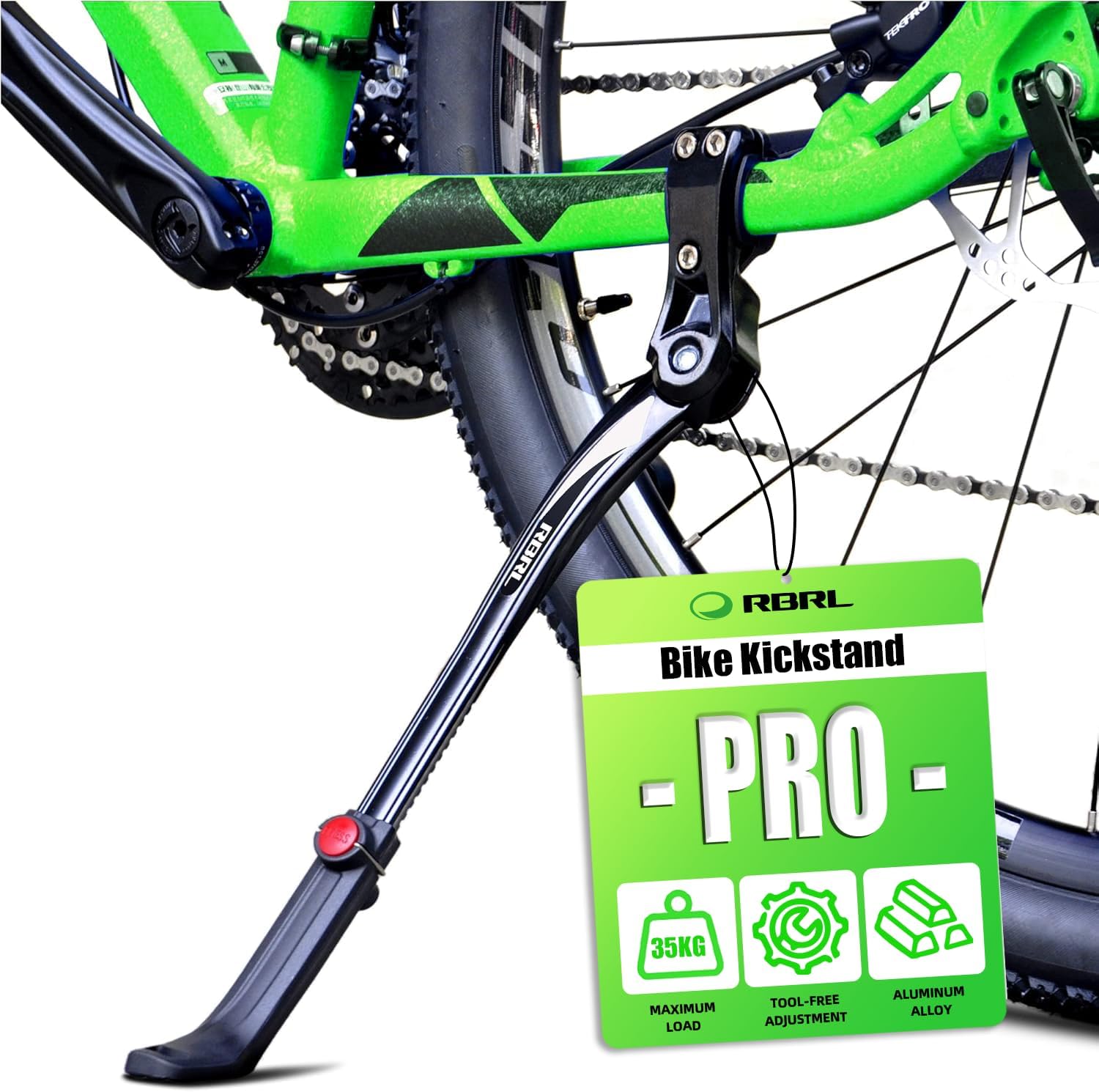 RBRL New Alloy Adjustable Rear Side Non-Slip Bike Kickstand (24–29 inch bikes)