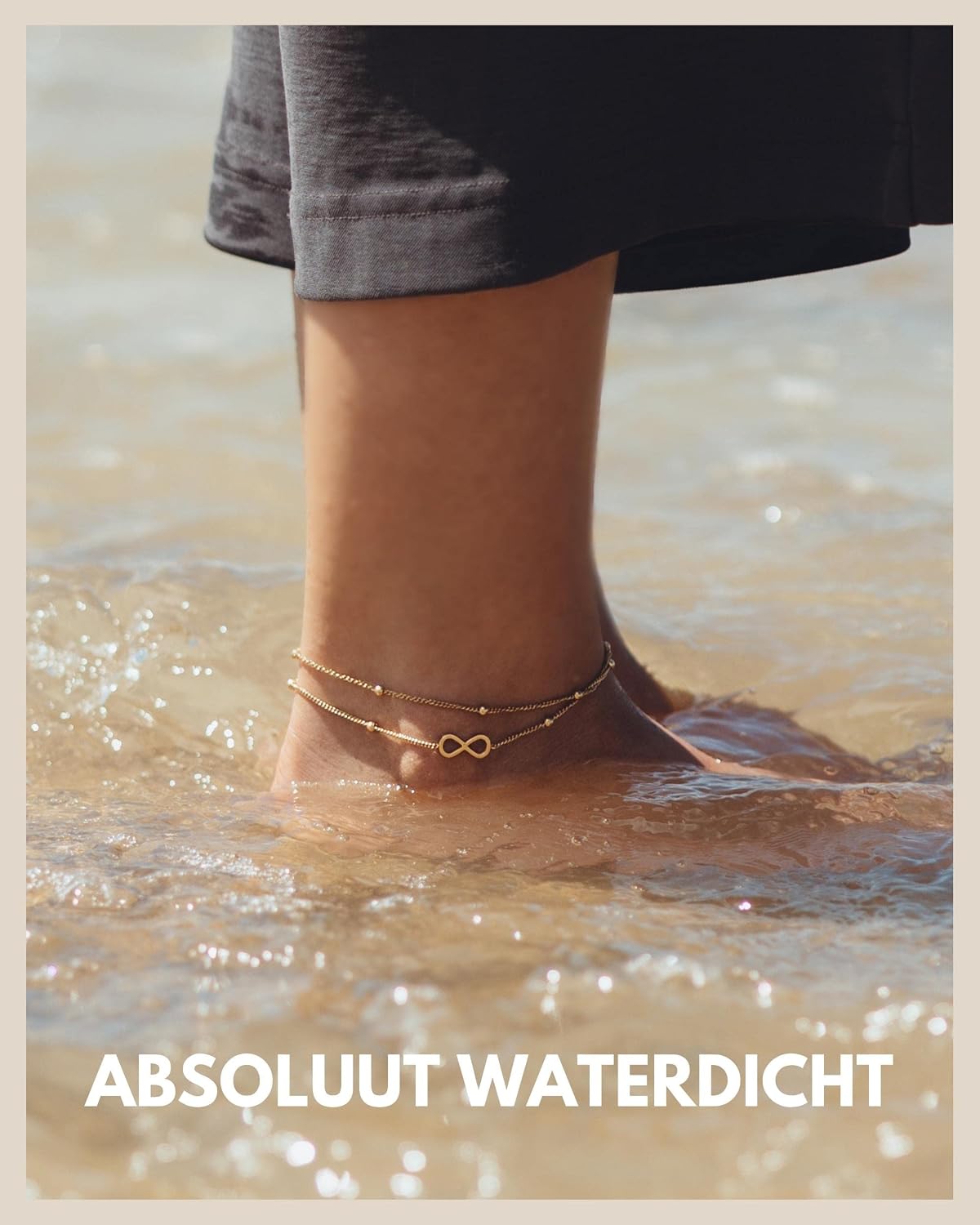 Thumbnail 2 de GOOD.designs Infinity enkelbandje, verstelbaar 22–27 cm, met 18K goudcoating