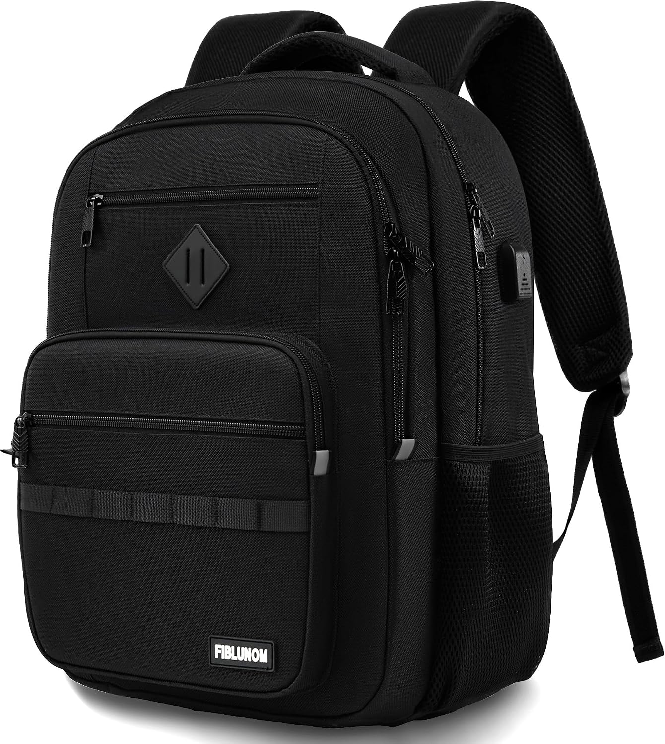 Detalle de FIBLUNOM 15.6-Inch Laptop Backpack with Reinforced Straps and 7 Zippered Pockets
