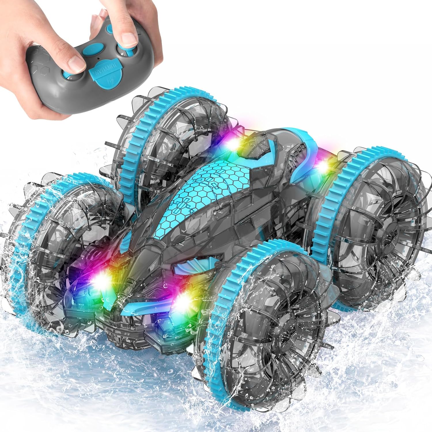 Detalle de MidiVix Amphibienfahrzeug – Ferngesteuertes 4WD Auto mit LED-Licht und 90 Min Spielzeit