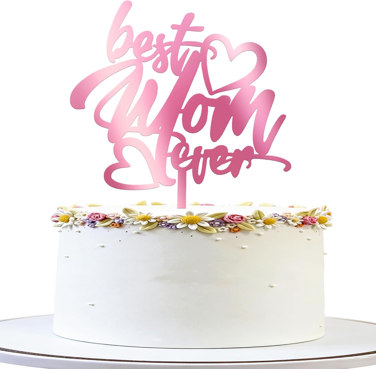 Detalle 2 de Xsstarmi 3 Pack Happy Mother's Day Cake Topper – Rose Gold Acrylic Hearts
