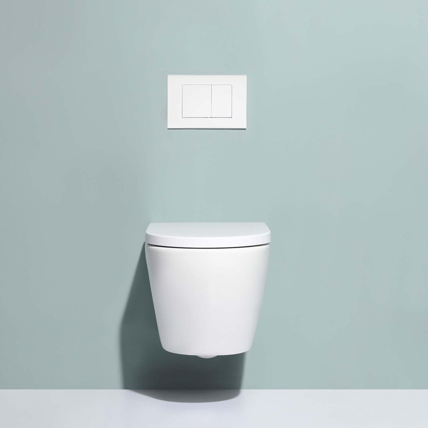 Detalle de Wunderbad Drückerplatte (weiß matt) kompatibel mit Geberit Duofix Sigma/Delta/BASIC – 2-Mengen-Spülung