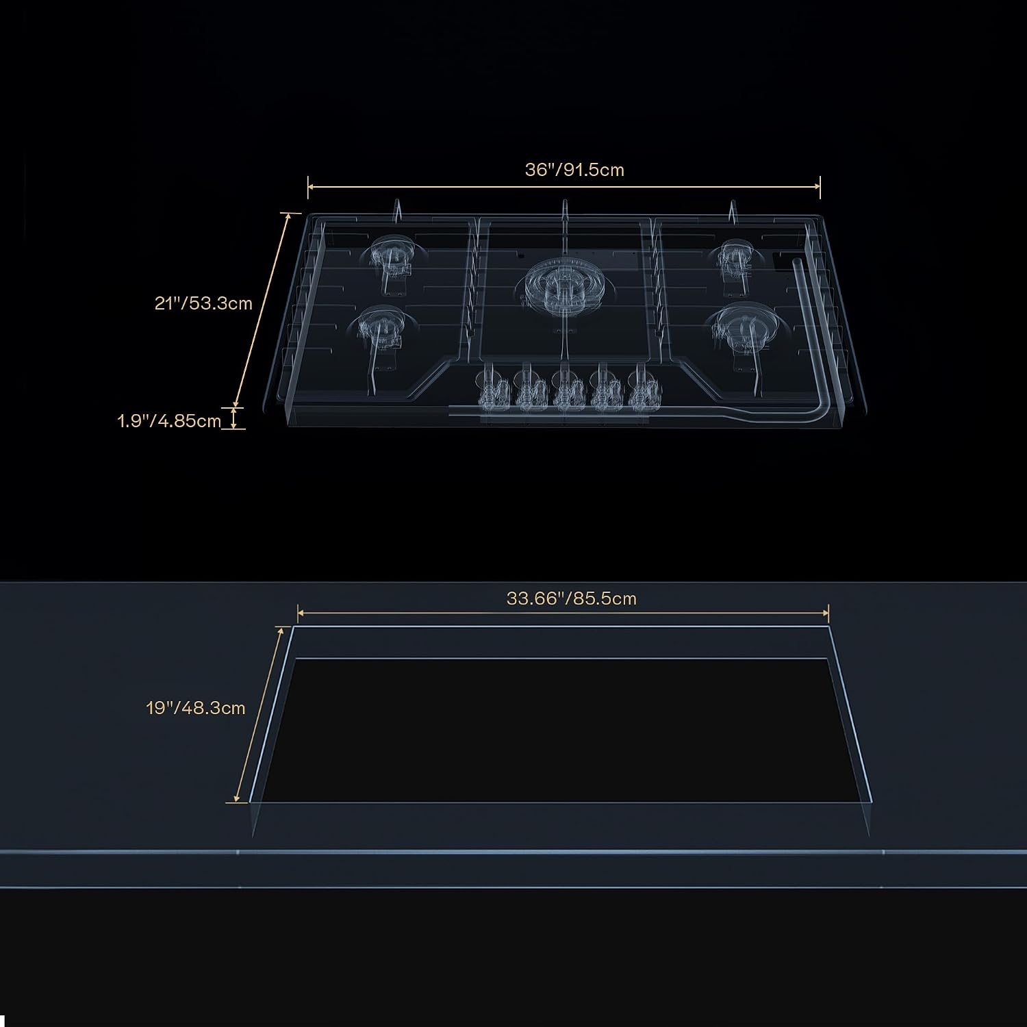 Thumbnail 6 de COOKTOP 36 Inch Gas Cooktop with 5 Sealed Burners, 38K BTU
