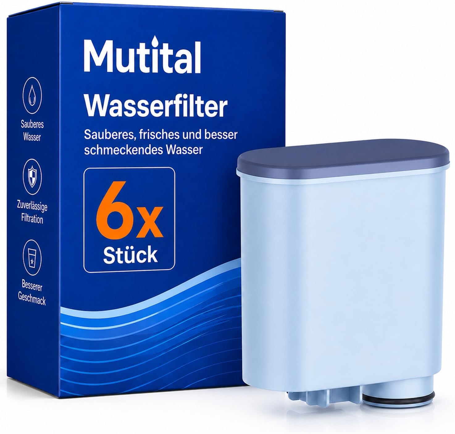 Detalle 2 de Mutital 4er-Pack Wasserfilter für Philips AquaClean (CA6903) – Ersatzfilter für Kaffeevollautomaten