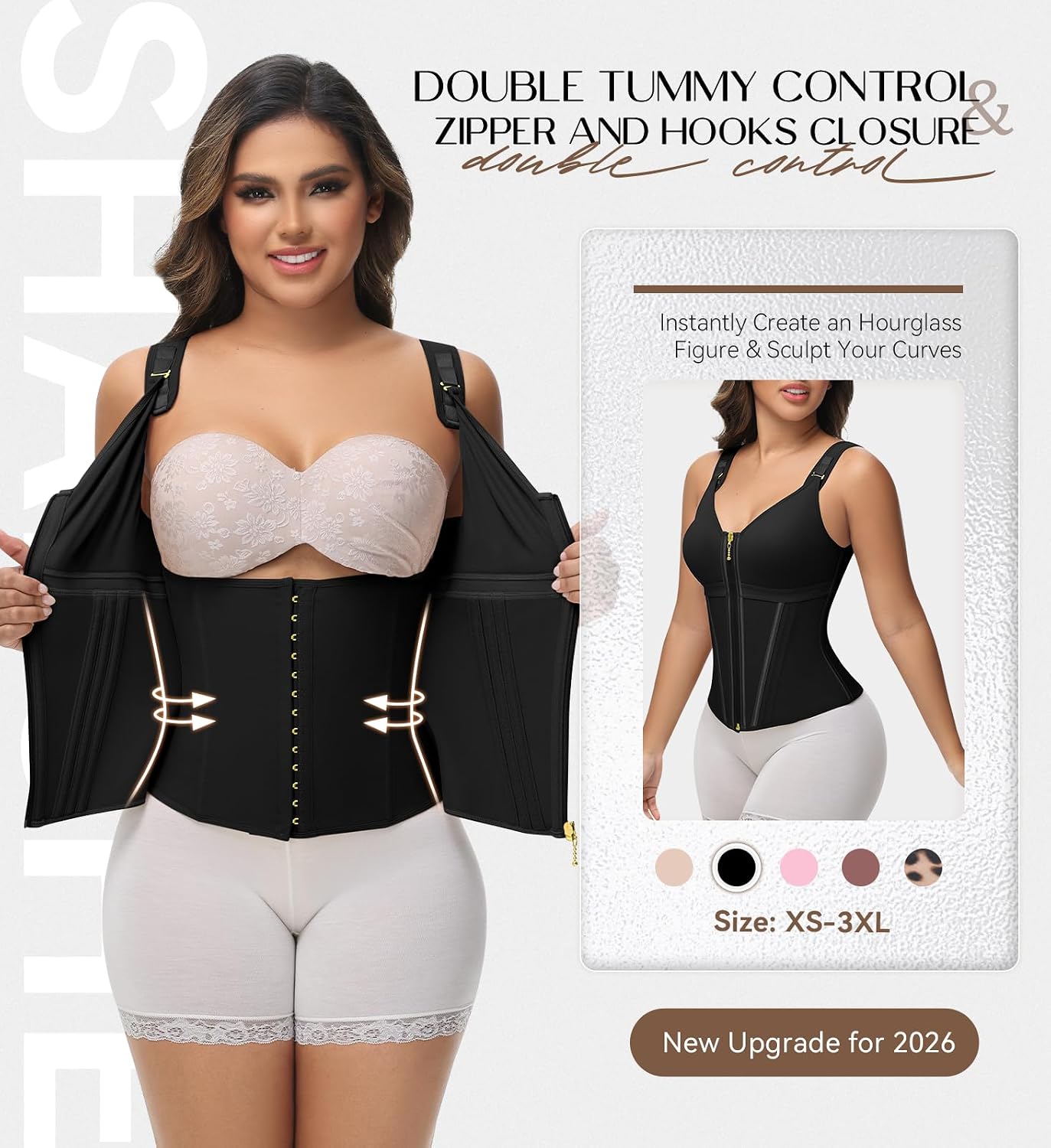 Thumbnail 1 de SHAPSHE Waist Trainer Corset for Women with Tummy Control, Zipper & Hooks