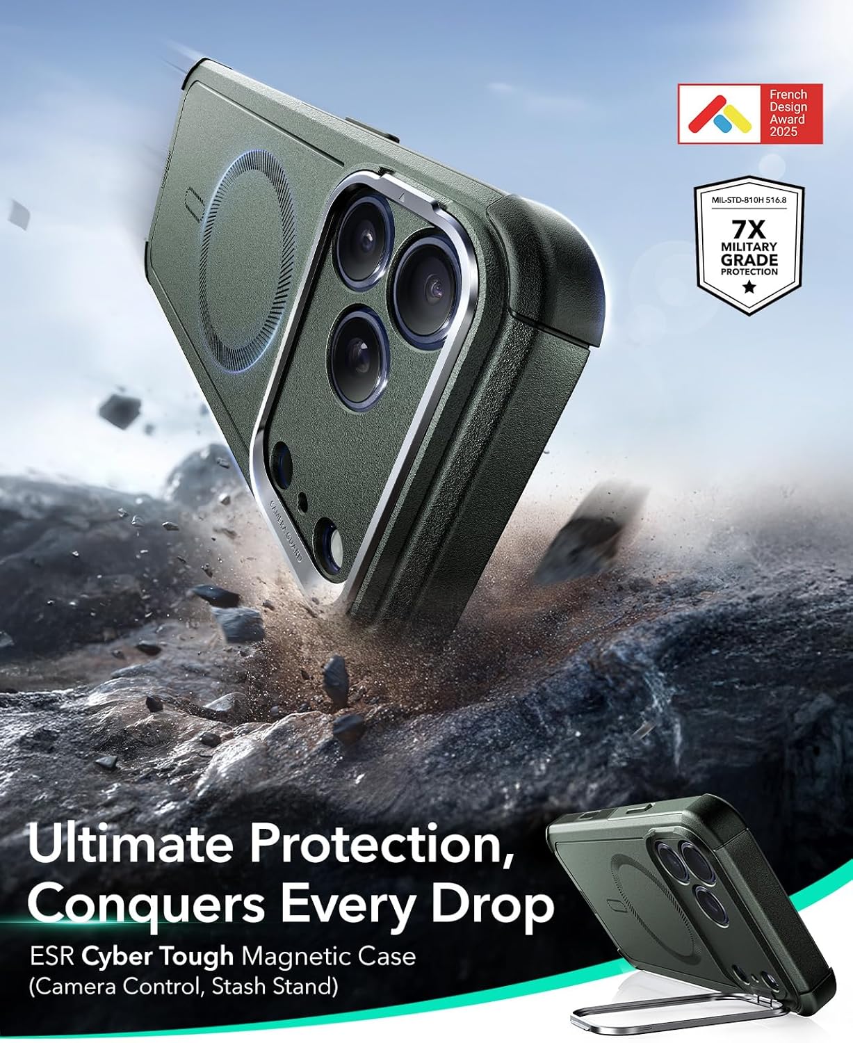 Thumbnail 1 de ESR Cyber Series iPhone 17 Pro Max Case with Stand in Green