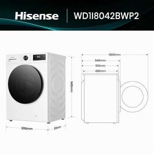 Detalle de Hisense WD1I8042BWP2 lavasciuga 8+5 kg, 1400 giri, Auto Dry e vapore