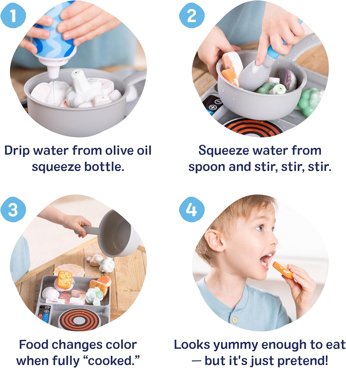 Detalle 2 de Melissa & Doug Water Wow – Kit de jeu cuisinière 19 pièces (aliments changeant de couleur)
