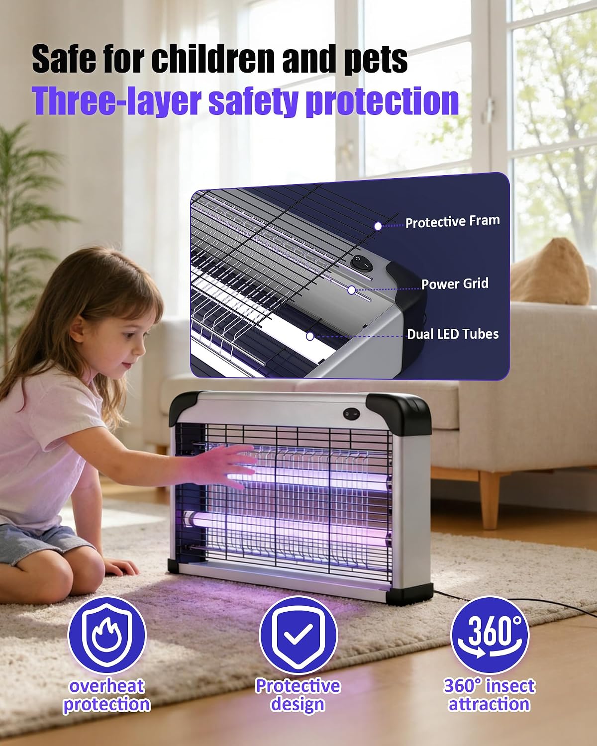 Thumbnail 3 de Sereniton 30W UV Mosquito Killer, 4000V Fly Zapper with All-Metal Body