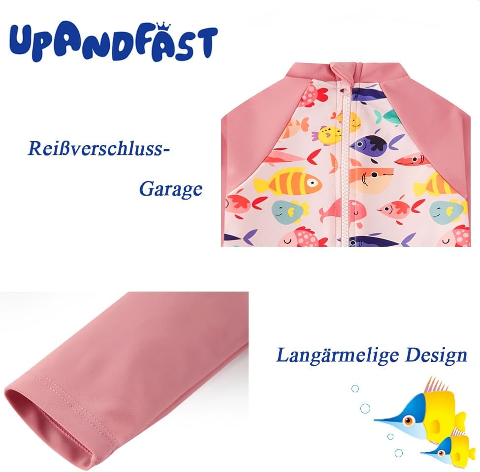 Thumbnail 4 de upandfast Baby Badeanzug mit Knöpfen UV-Schutz – mit Sonnenhut, Reißverschluss-Schutz & UPF 50+