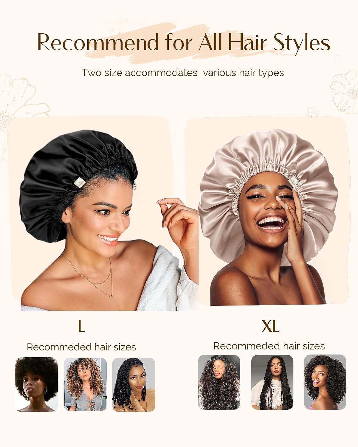 Thumbnail 3 de YANIBEST Adjustable Satin Bonnet, Double-Layer Sleep Hair Cover