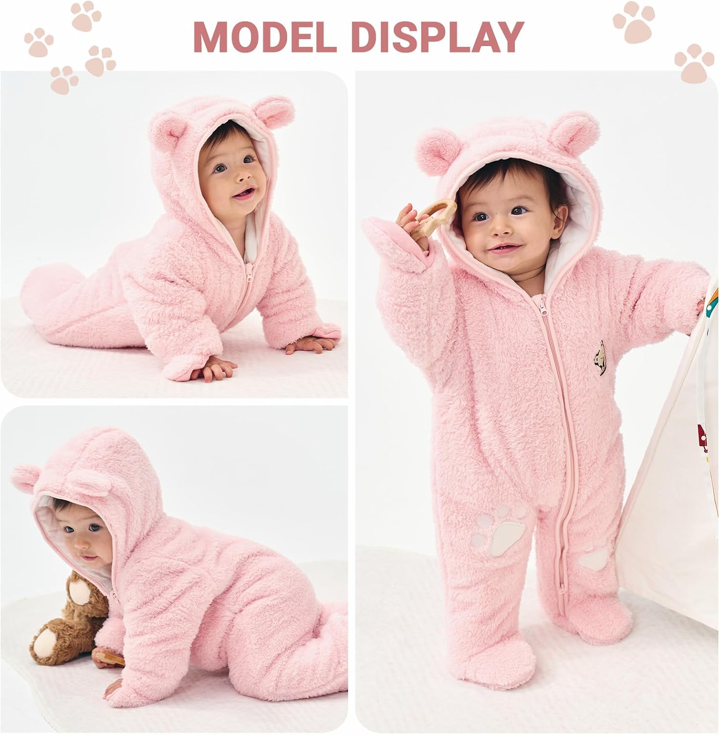 Thumbnail 2 de JiAmy Newborn Winter Hooded Romper 0-12m