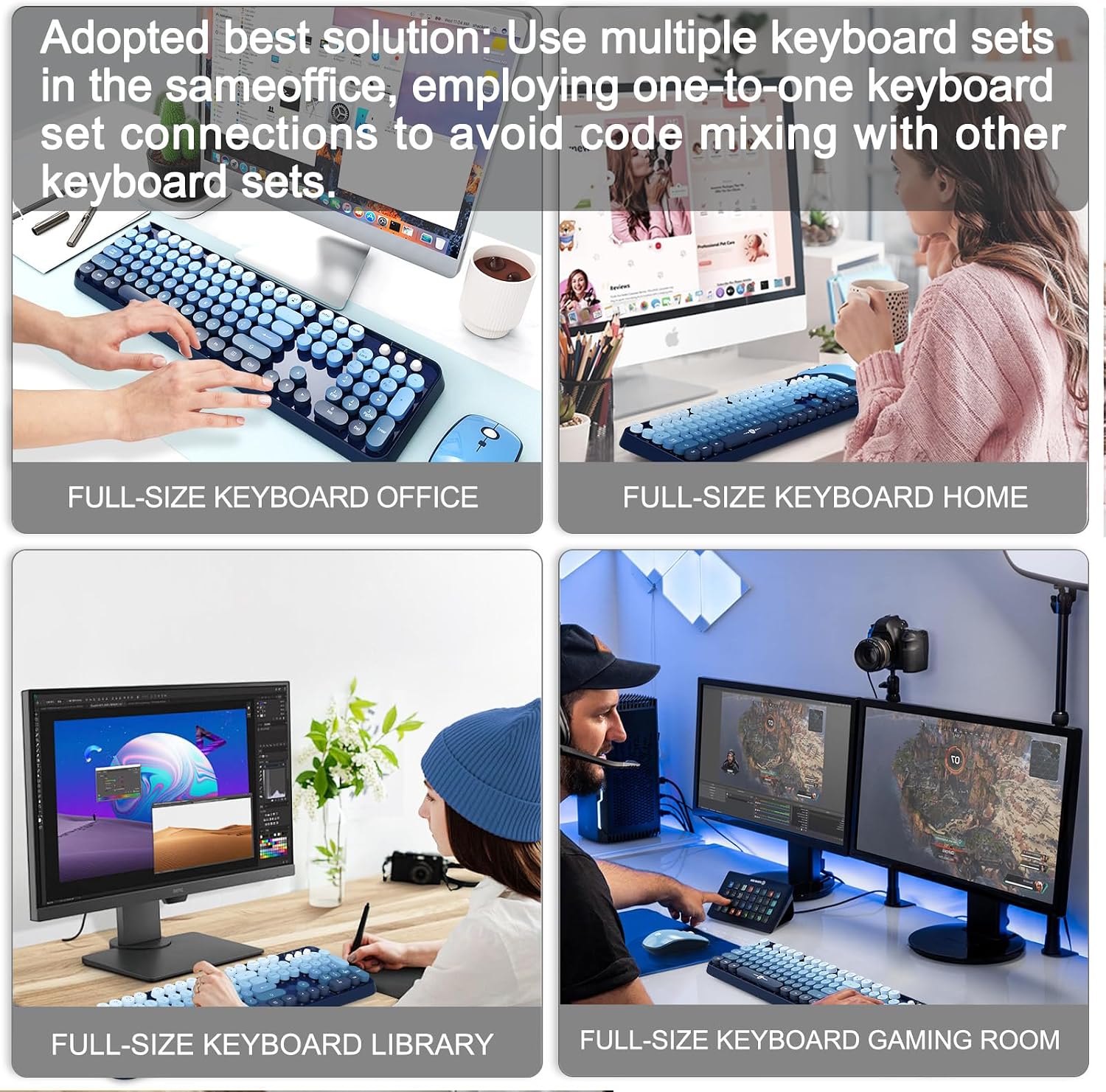 Thumbnail 6 de FOPETT Wireless Keyboard and Mouse Combo (2.4G) with 104-Key Retro Typewriter Style Keys